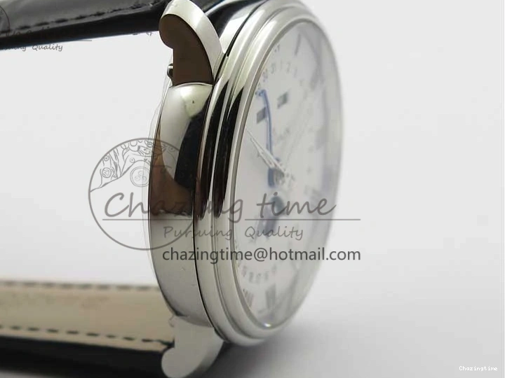 0128 MultiPurpose Villeret 6654 SS Complicated Function OMF 1:1 Best Edition White Dial on Black Leather Strap A6654 V 7901